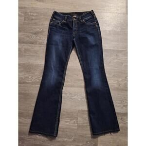 Silver Jeans Co Suki Mid Rise Bootcut Dark Wash Denim Blue Jeans W30 L34